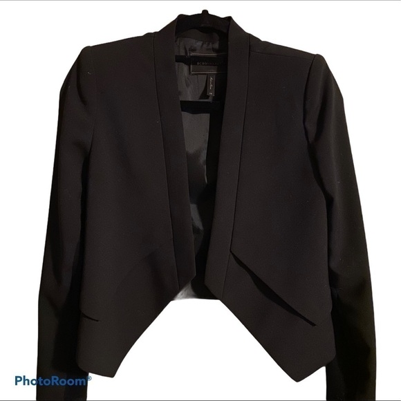 BCBG Blazer black cropped collarless. - Picture 2 of 10
